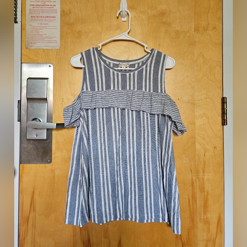 Cold Shoulder Blue Striped Top